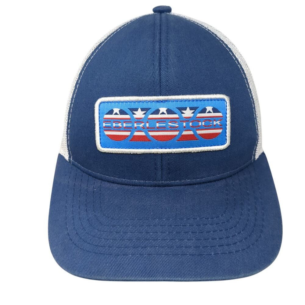 Eberlestock Snapback Trucker Hat Blue One Size Adjustable Patriotic Mesh Back